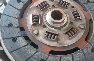 Clutch disc assembly removed during workshop repair