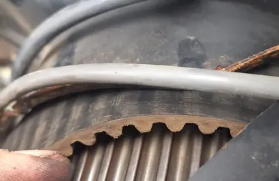 Worn timing belt checked at Fangio Auto