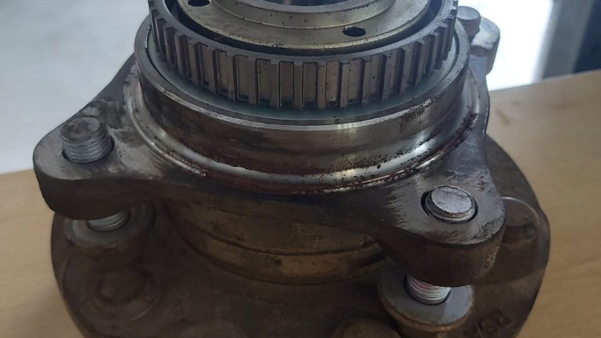 Used wheel hub with the bearing and ABS ring removed from a bakkie