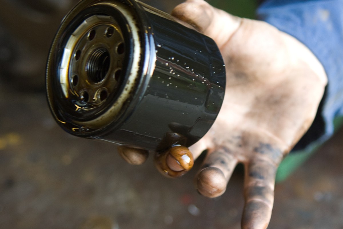 Mechanic holding an oil filter during a vehicle service in Randburg